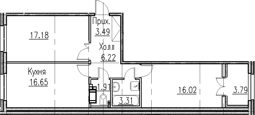 3Е-комнатная, 64.78 м²– 2
