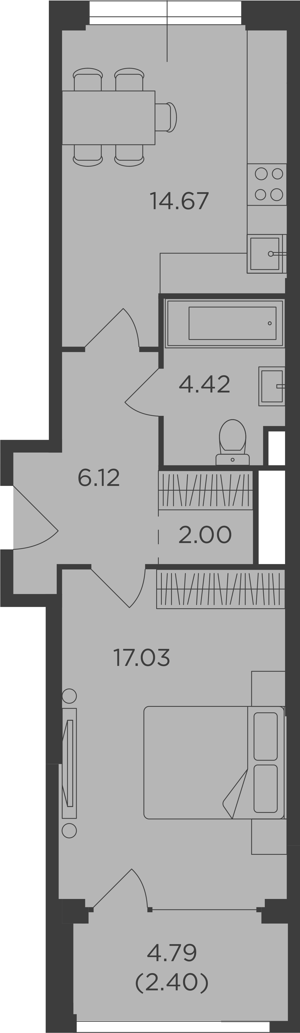 Купить 1-комнатную квартиру в новостройке 40.3 м², Крутицкая наб, в Москве,  у метро Автозаводская (2л)