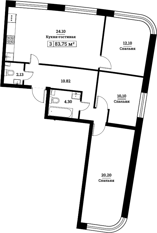 4Е-комнатная, 83.75 м²– 2