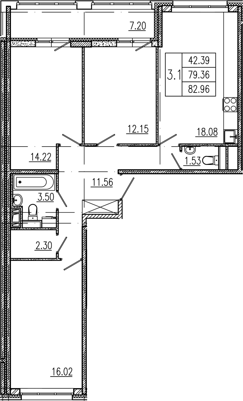 4Е-комнатная, 79.36 м²– 2