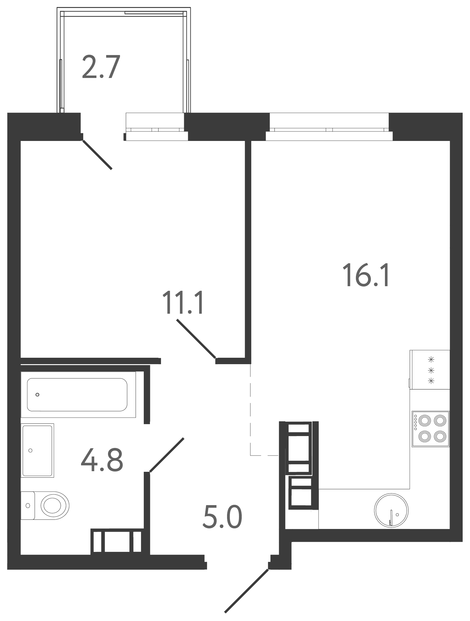 Купить 2-комнатную квартиру в новостройке 47.3 м², ул Тосина, в  Санкт-Петербурге, у метро Обводный канал