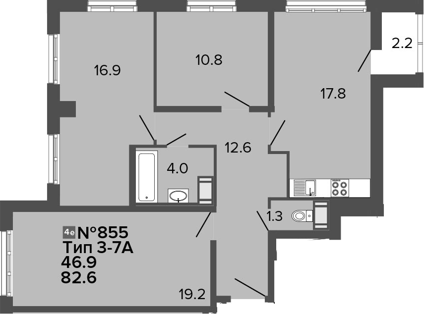 4Е-комнатная, 82.6 м²– 2