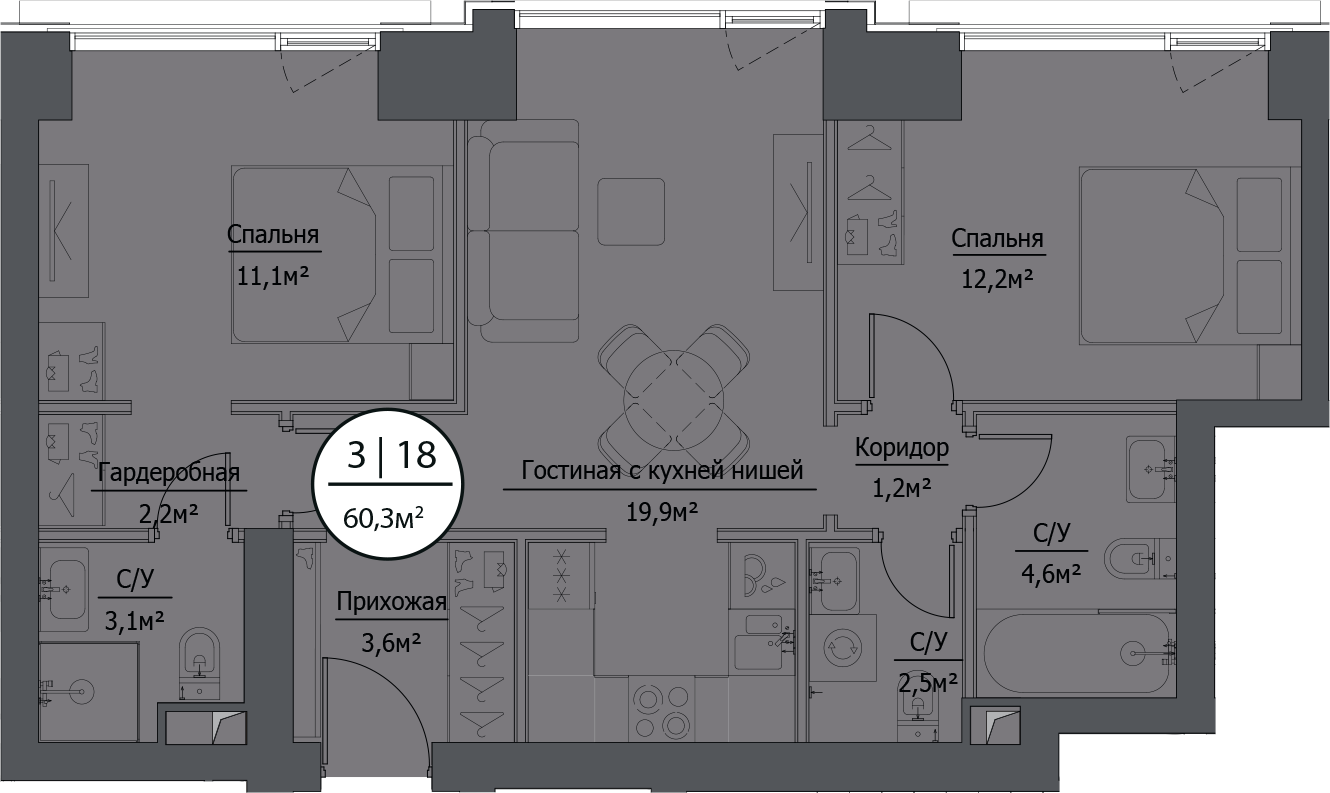 Купить 3-комнатную квартиру в новостройке 62.5 м², 1-й Сетуньский проезд, в  Москве, у метро Лужники