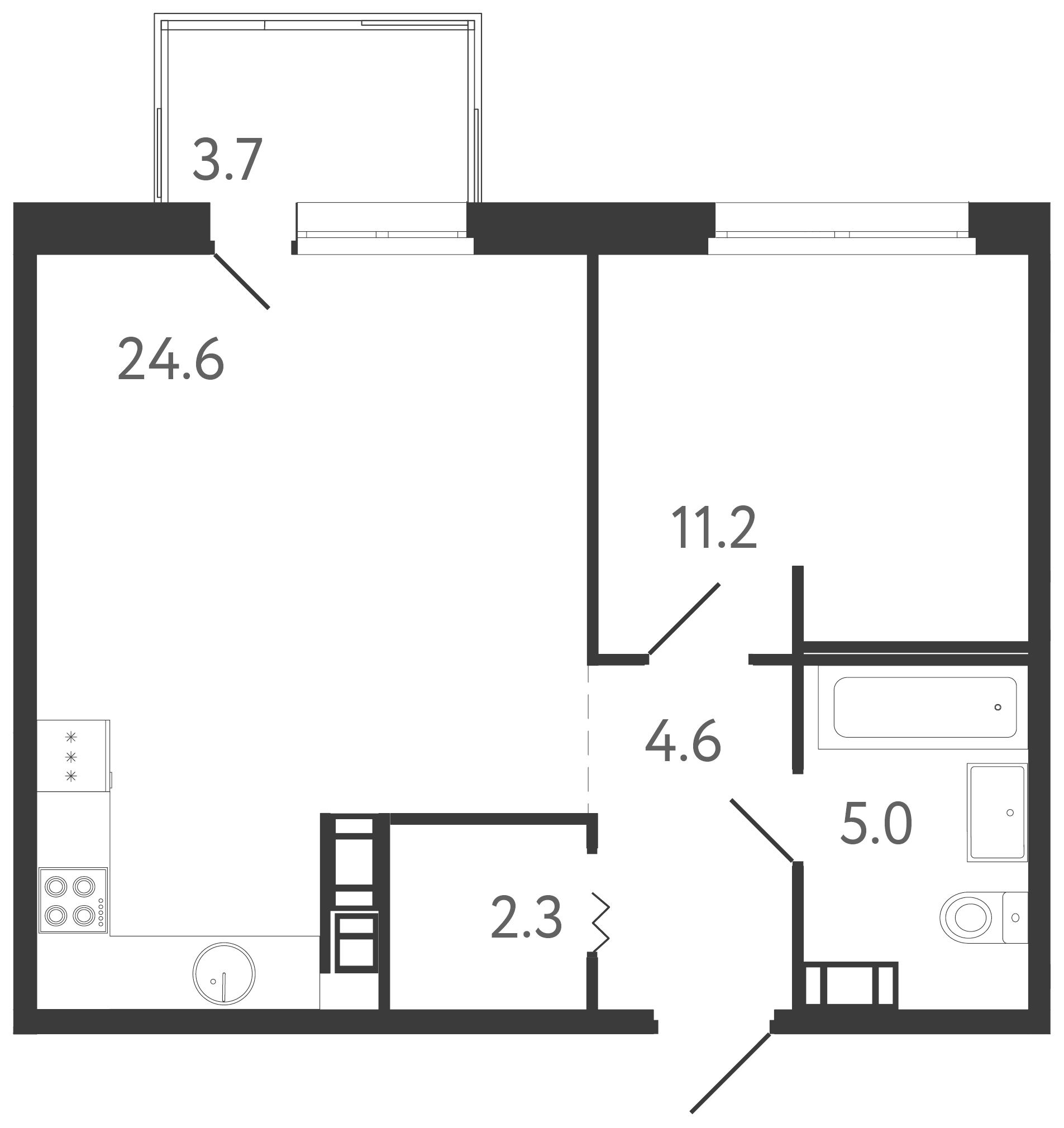 Купить 2-комнатную квартиру в новостройке 47.3 м², ул Тосина, в  Санкт-Петербурге, у метро Обводный канал