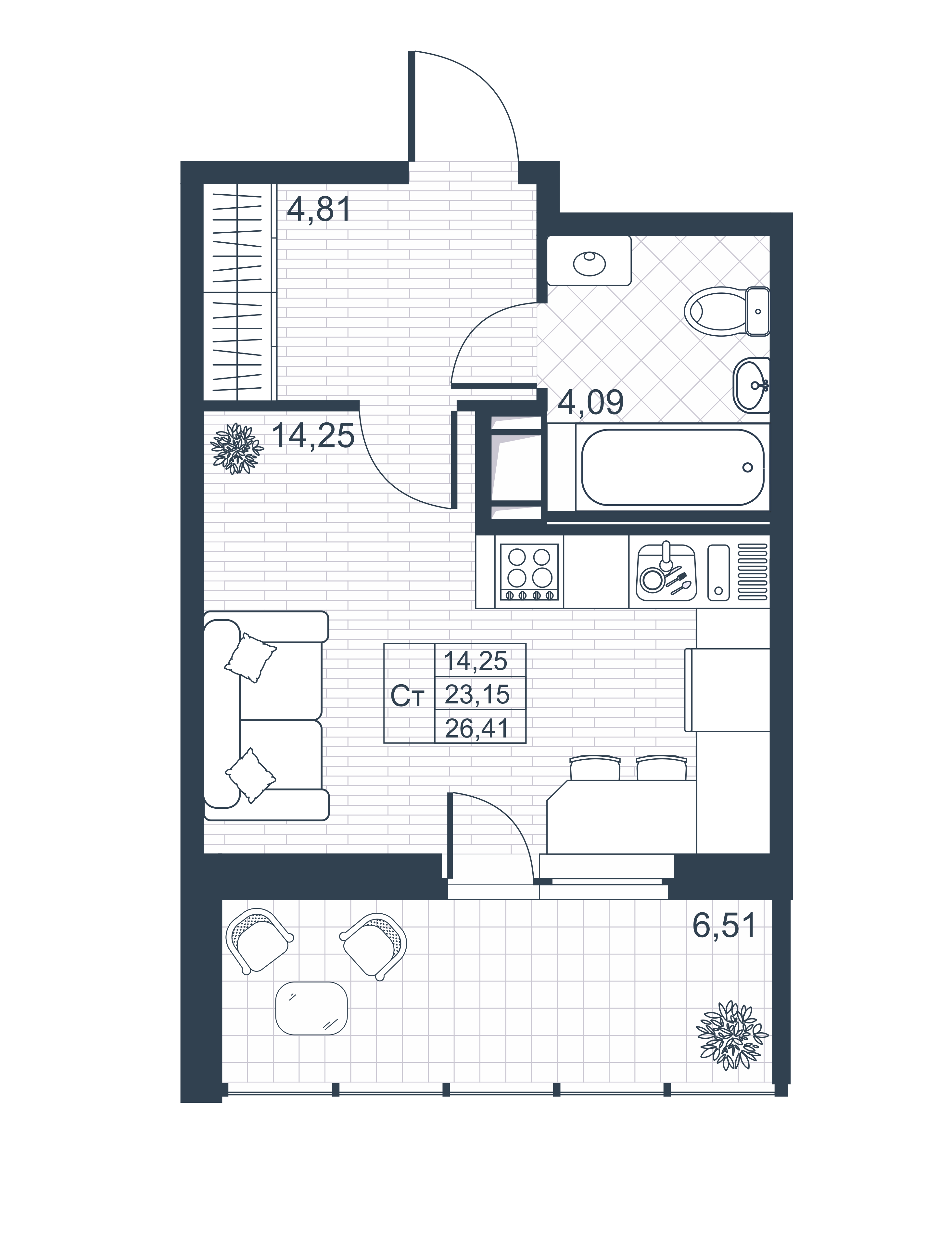 Купить студию в новостройке 26.81 м², г Коммунар, ул Славянская, в  Ленинградской области, у метро Купчино