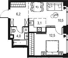 2Е-комнатная, 36.3 м²– 2