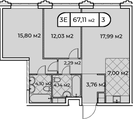 3Е-комнатная, 67.11 м²– 2