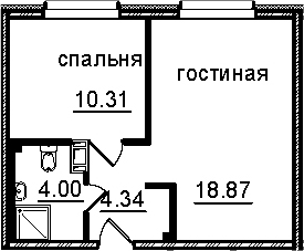 2Е-комнатная, 37.52 м²– 2
