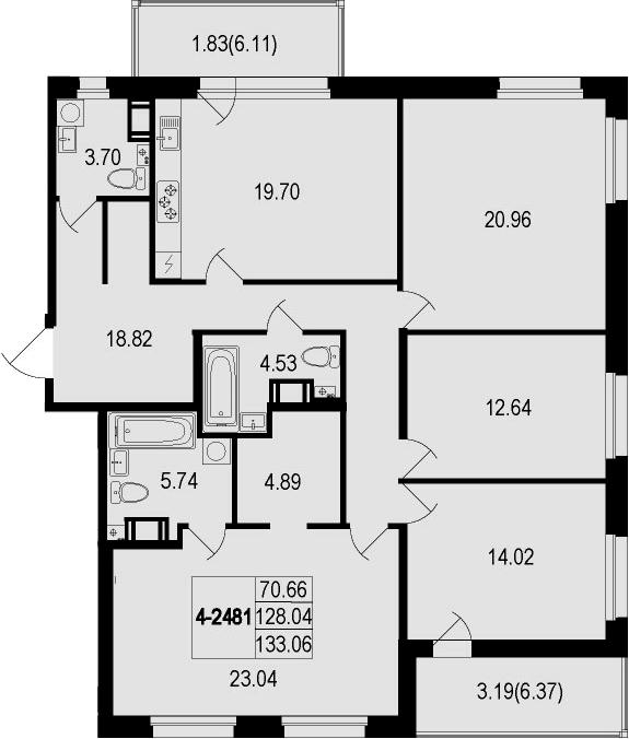 5Е-комнатная, 133.06 м²– 2