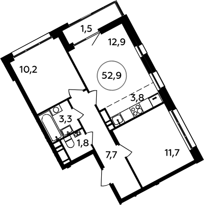 3Е-к.кв, 52.9 м²
