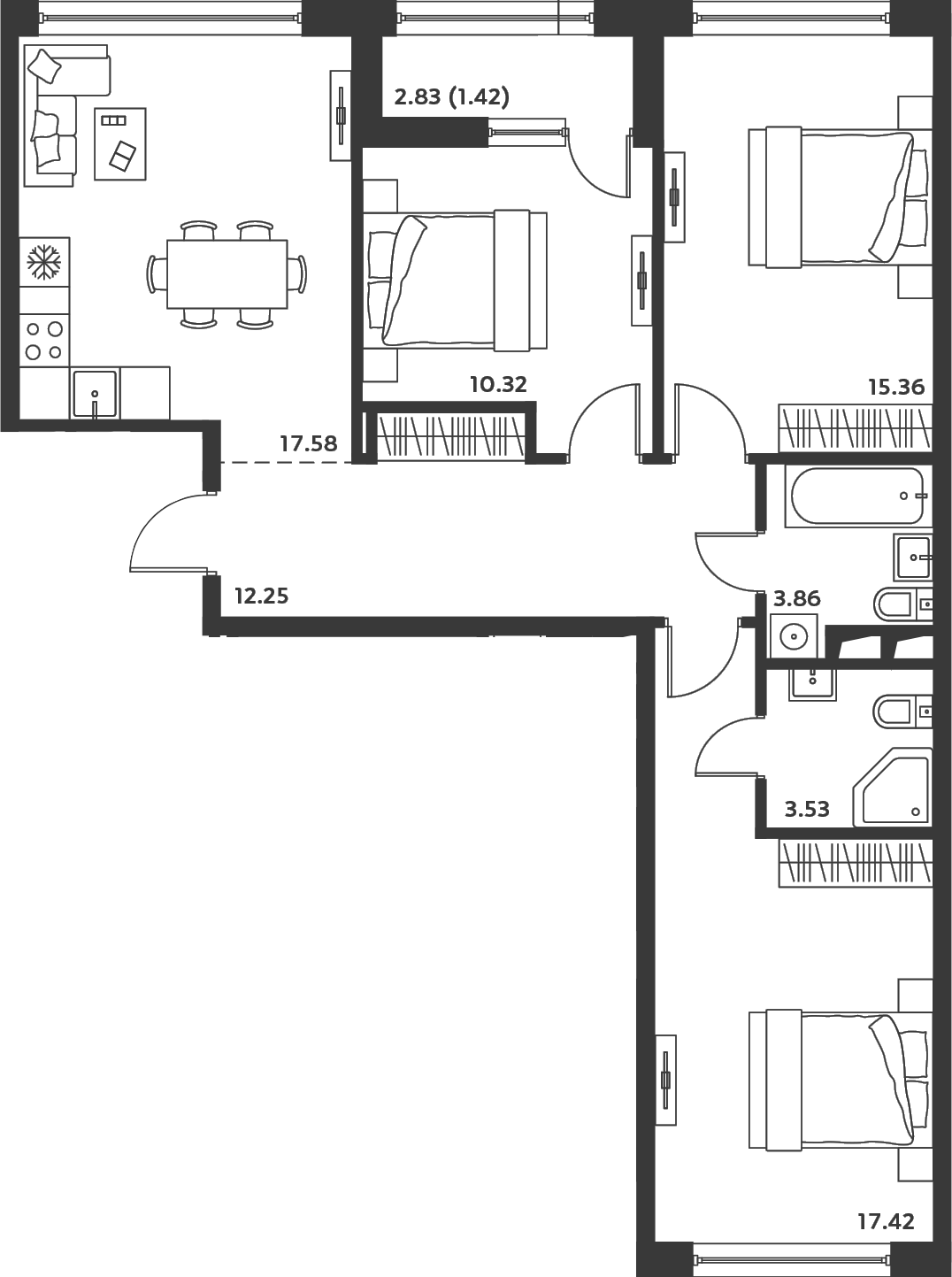 Купить 4-комнатную квартиру в новостройке 80.74 м², поселок Отрадное, ул  Лесная, в Московской области, у метро Пятницкое шоссе