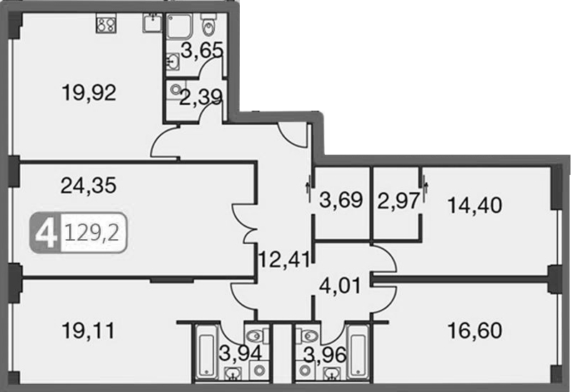 5Е-комнатная, 129.2 м²– 2