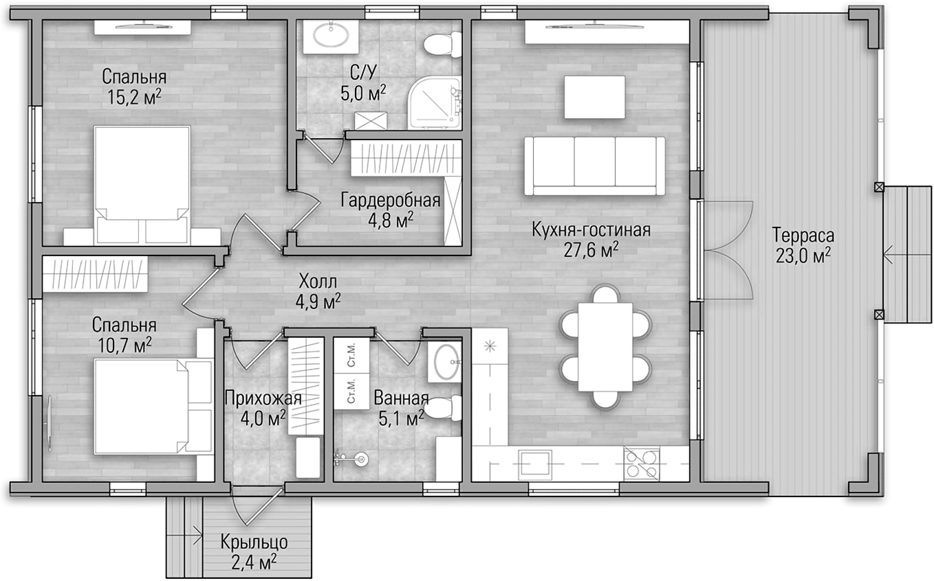 Купить квартиру в коттедже в новостройке 102 м², деревня Матвейково, в  Московской области, у метро Нахабино (D2)