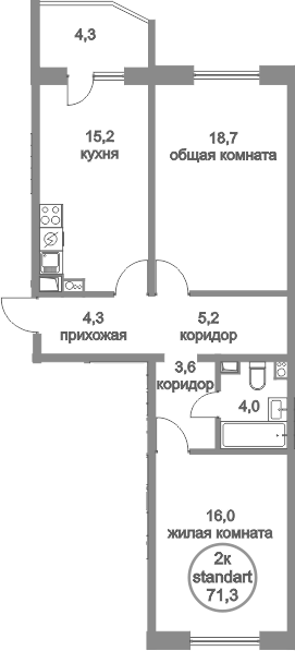 3Е-к.кв, 71.3 м²
