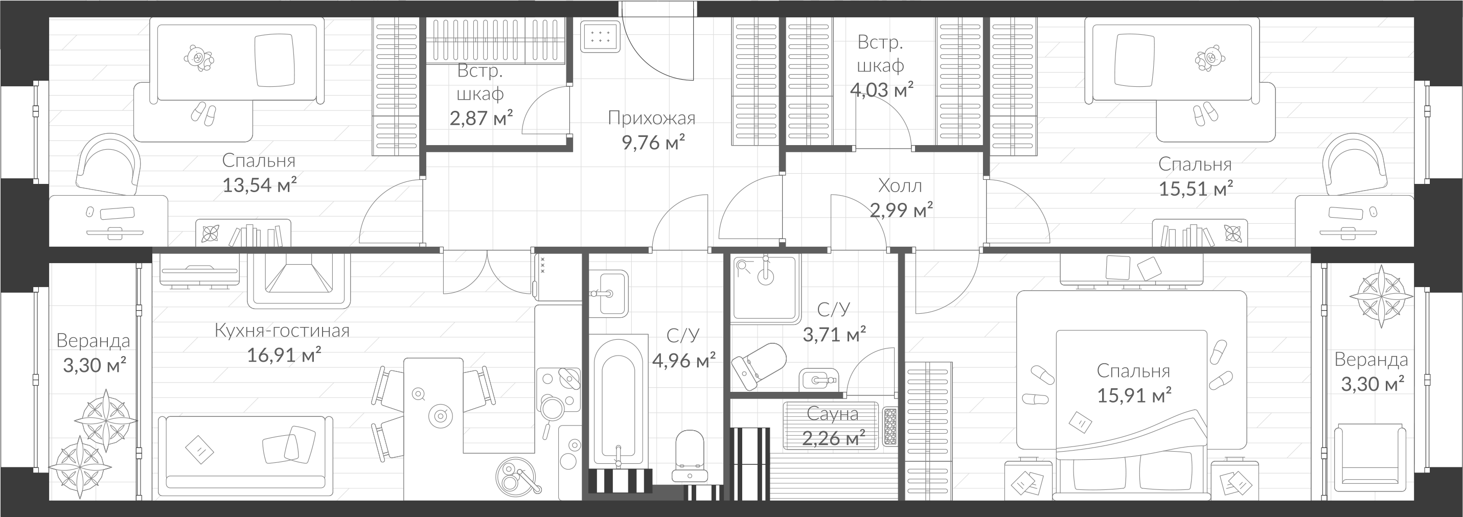 Купить 4-комнатную квартиру в новостройке 107 м², поселок Стрельна,  Красносельское шоссе, в Санкт-Петербурге, у метро Ленинский проспект