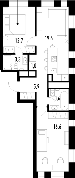 3Е-комнатная, 62.7 м²– 2