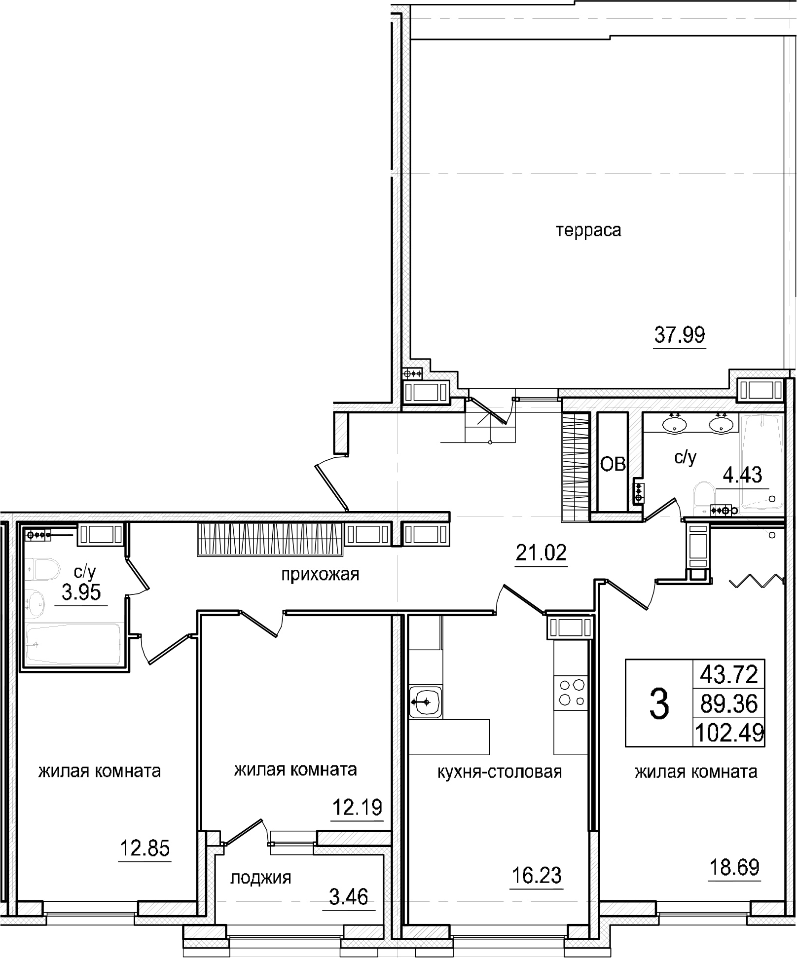 4Е-комнатная, 101.2 м²– 2