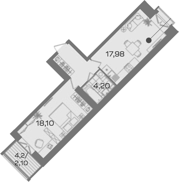1-комнатная, 48.94 м²– 2