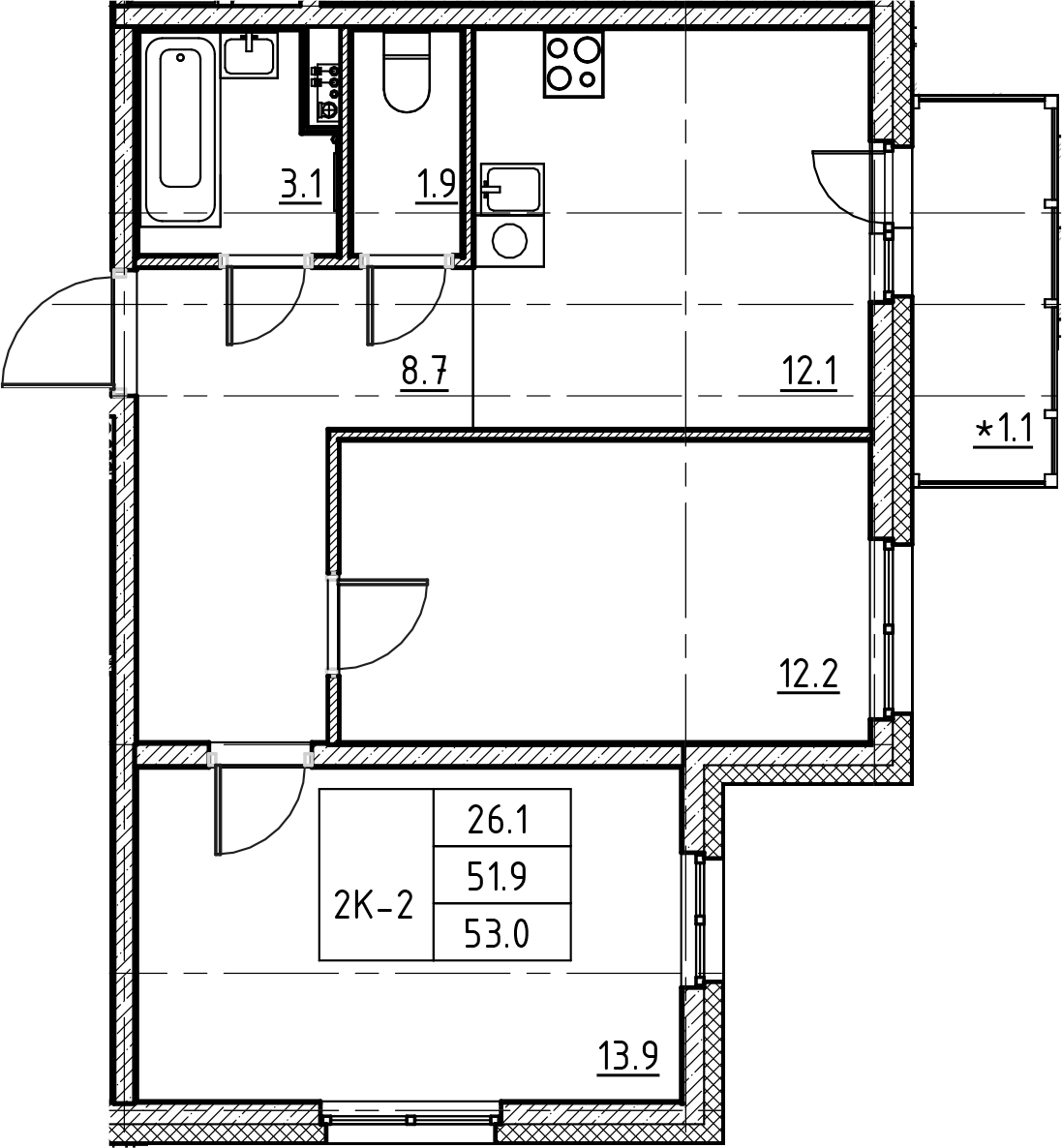 Купить 2-комнатную квартиру в новостройке 53 м², гп Новоселье, ул Малая  Балтийская, в Ленинградской области, у метро Проспект Ветеранов