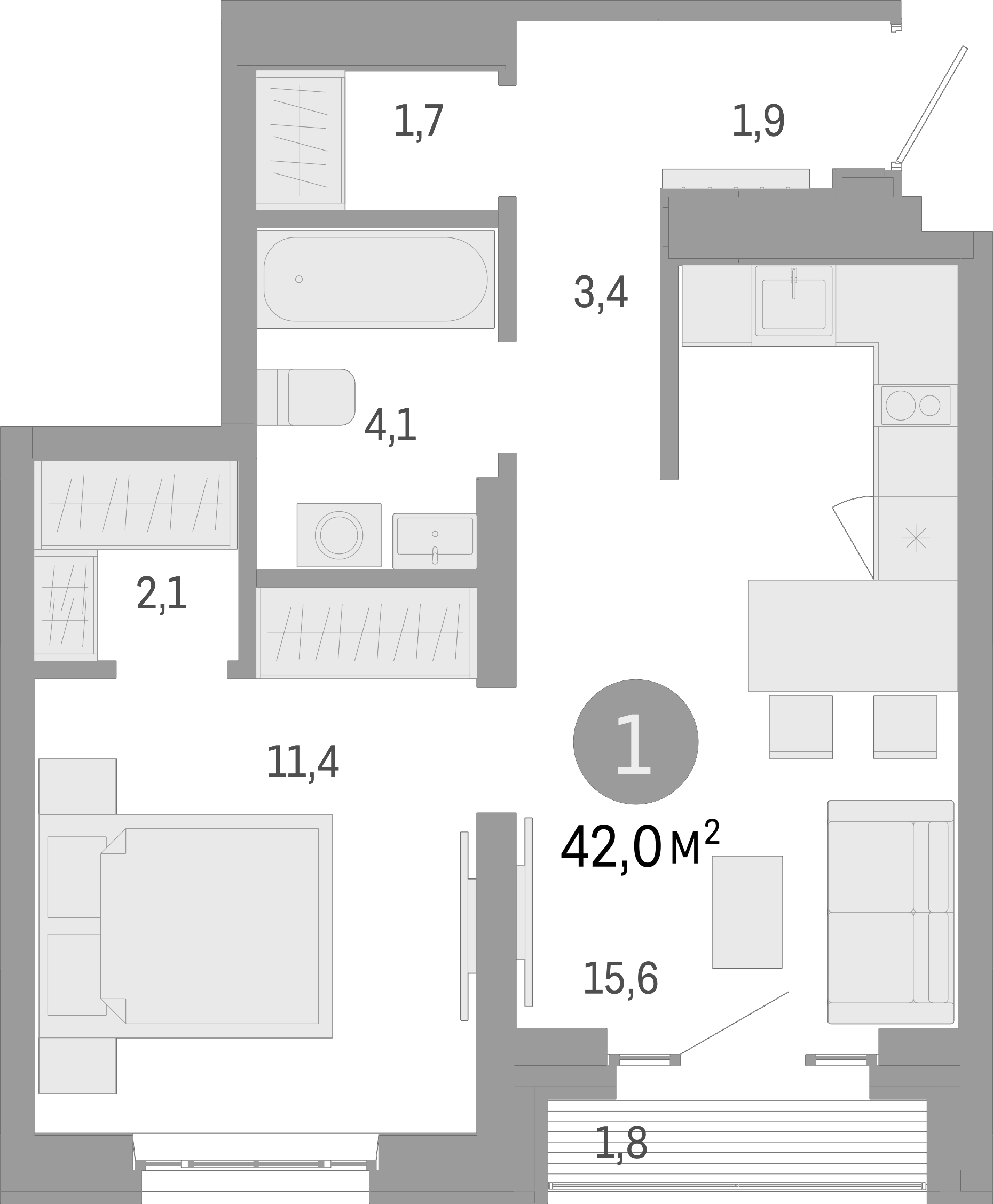 Купить 2-комнатную квартиру в новостройке 42 м², ул Тагильская, в Москве, у  метро Бульвар Рокоссовского (1л)