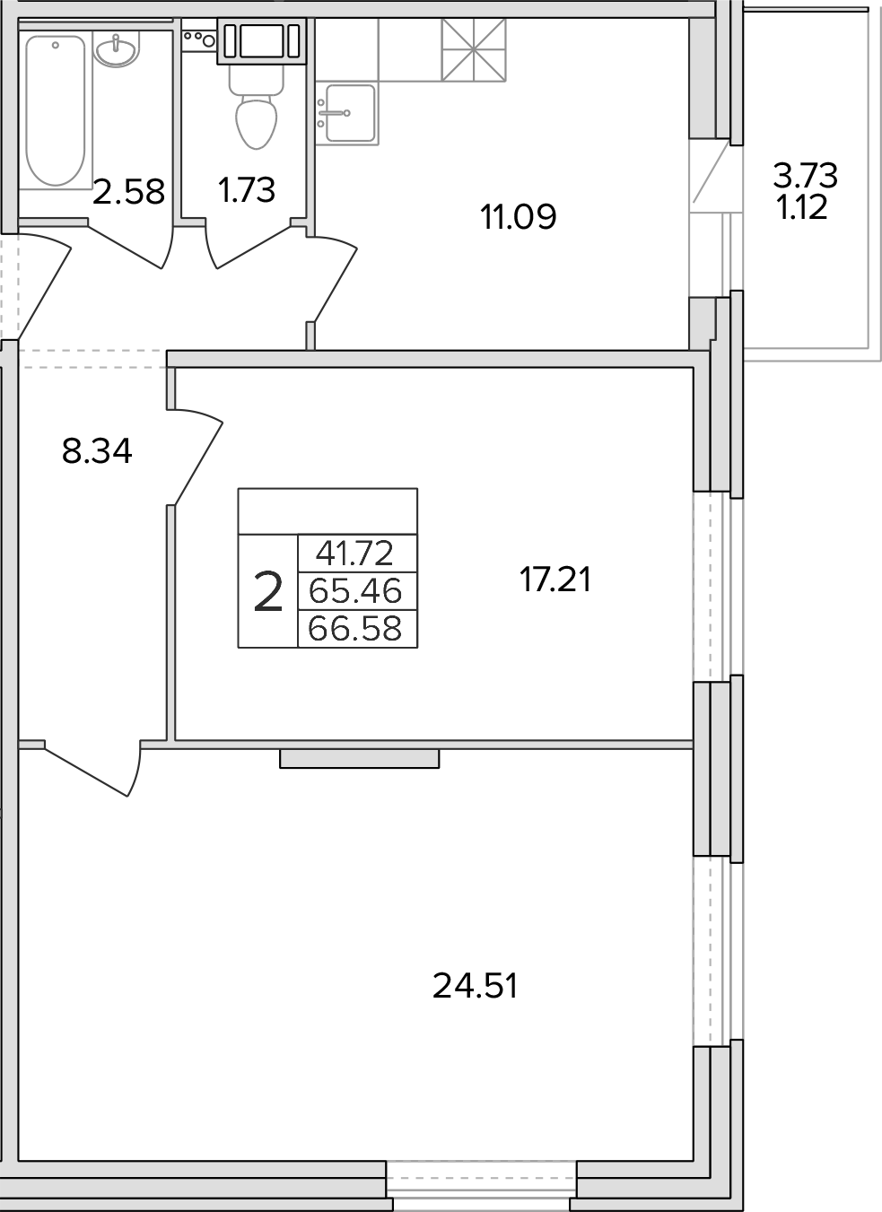 Купить 2-комнатную квартиру в новостройке 66.58 м², поселок Шушары, территория  Ленсоветовский, в Санкт-Петербурге, у метро Купчино