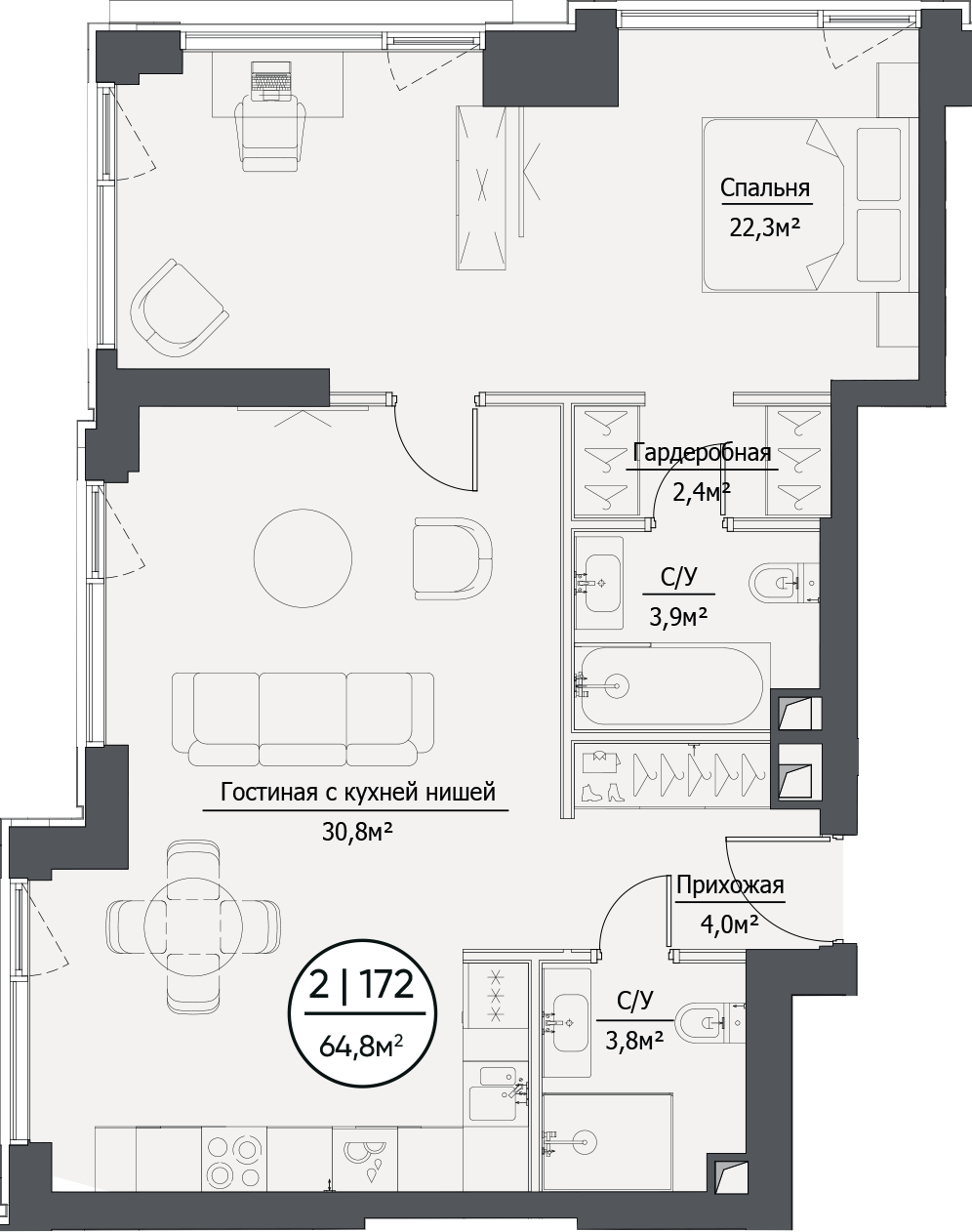 Купить 2-комнатную квартиру в новостройке 59.59 м², 1-й Сетуньский проезд,  в Москве, у метро Лужники