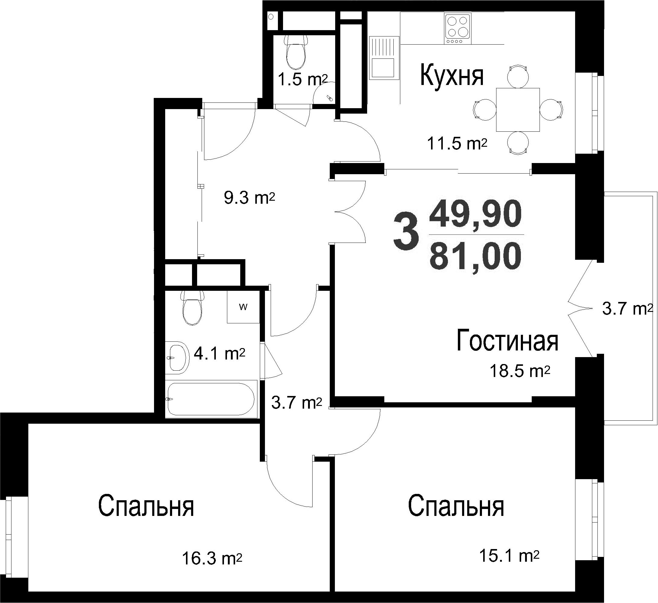 3-к.кв, 81 м²