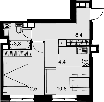 2Е-комнатная, 39.9 м²– 2