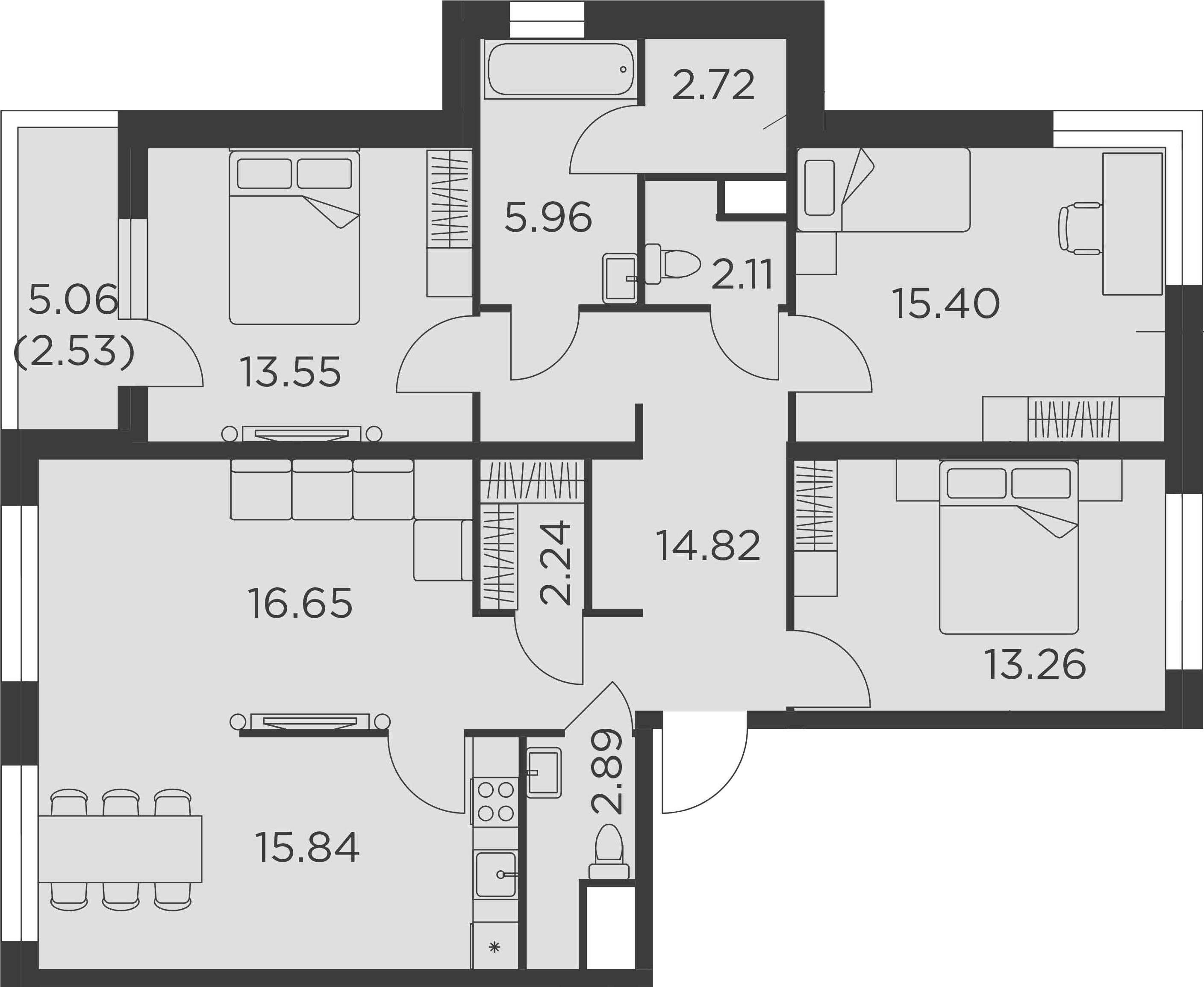 4Е-комнатная, 107.97 м²– 2