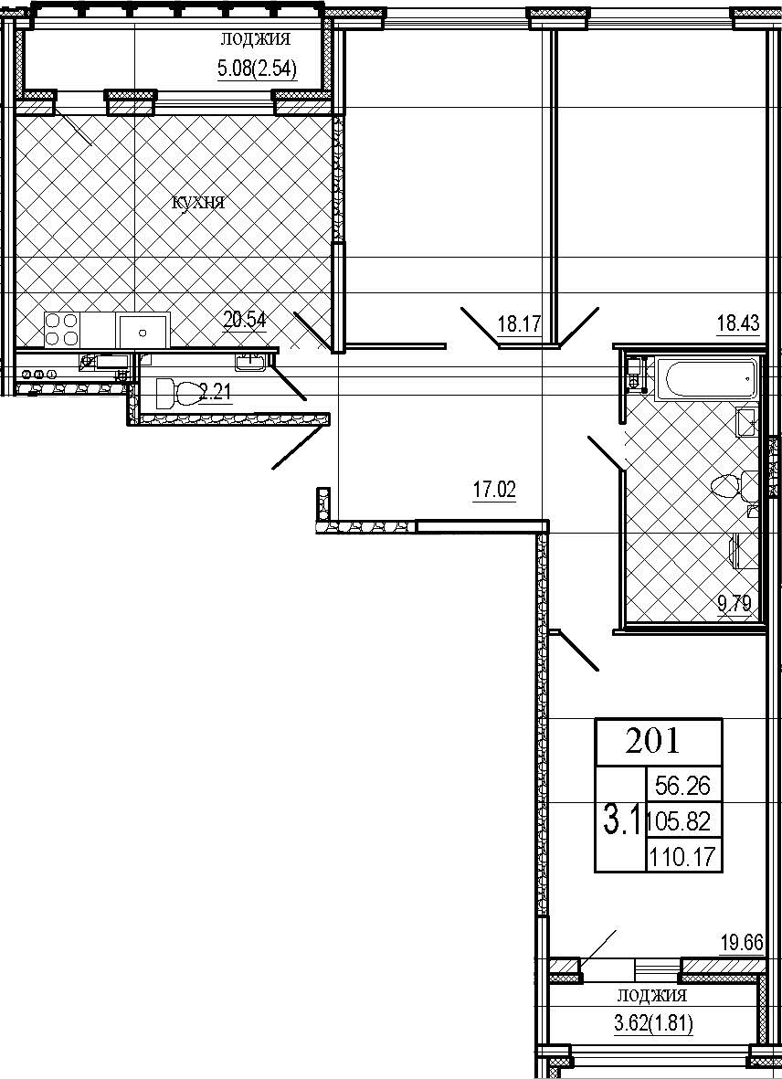 4Е-комнатная, 110.17 м²– 2