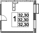 Свободная планировка, 32.3 м²– 2