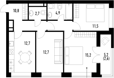 3-комнатная, 73.1 м²– 2
