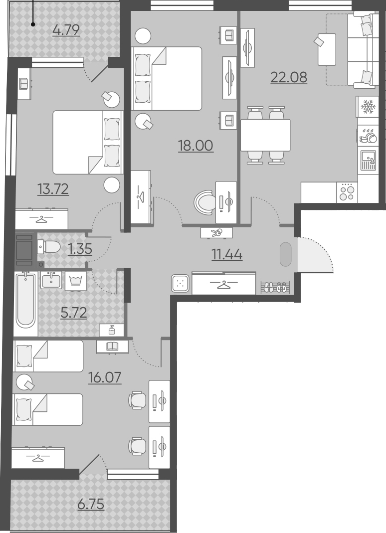 4Е-комнатная, 94.16 м²– 2