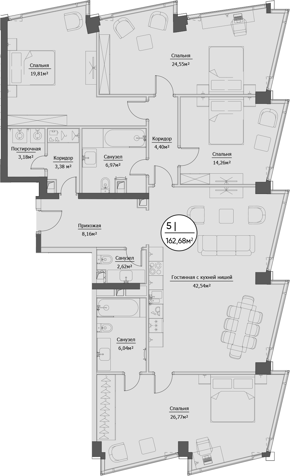 5Е-комнатная, 162.68 м²– 2