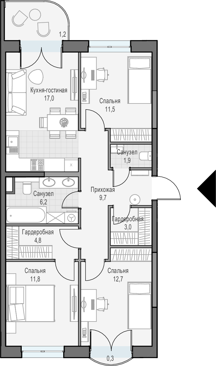 4Е-комнатная, 79.4 м²– 2