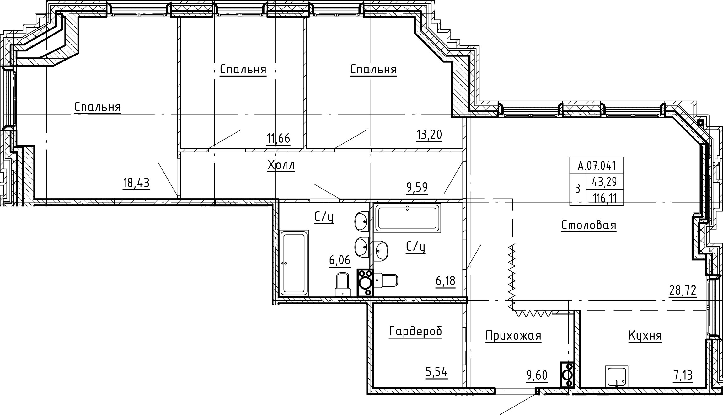 4Е-комнатная, 116.11 м²– 2
