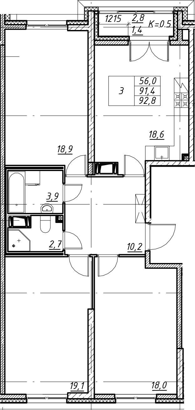 4Е-комнатная, 92.8 м²– 2