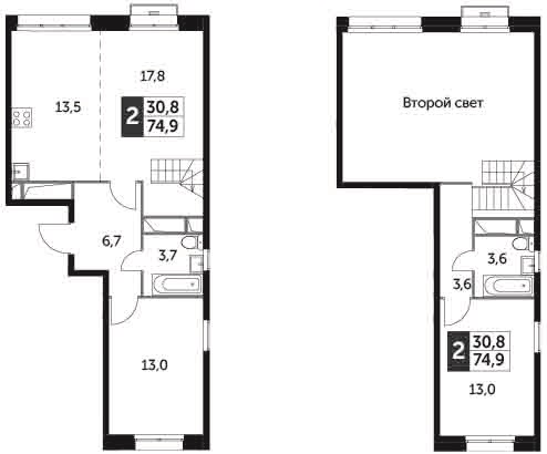 3Е-комнатная, 74.9 м²– 2