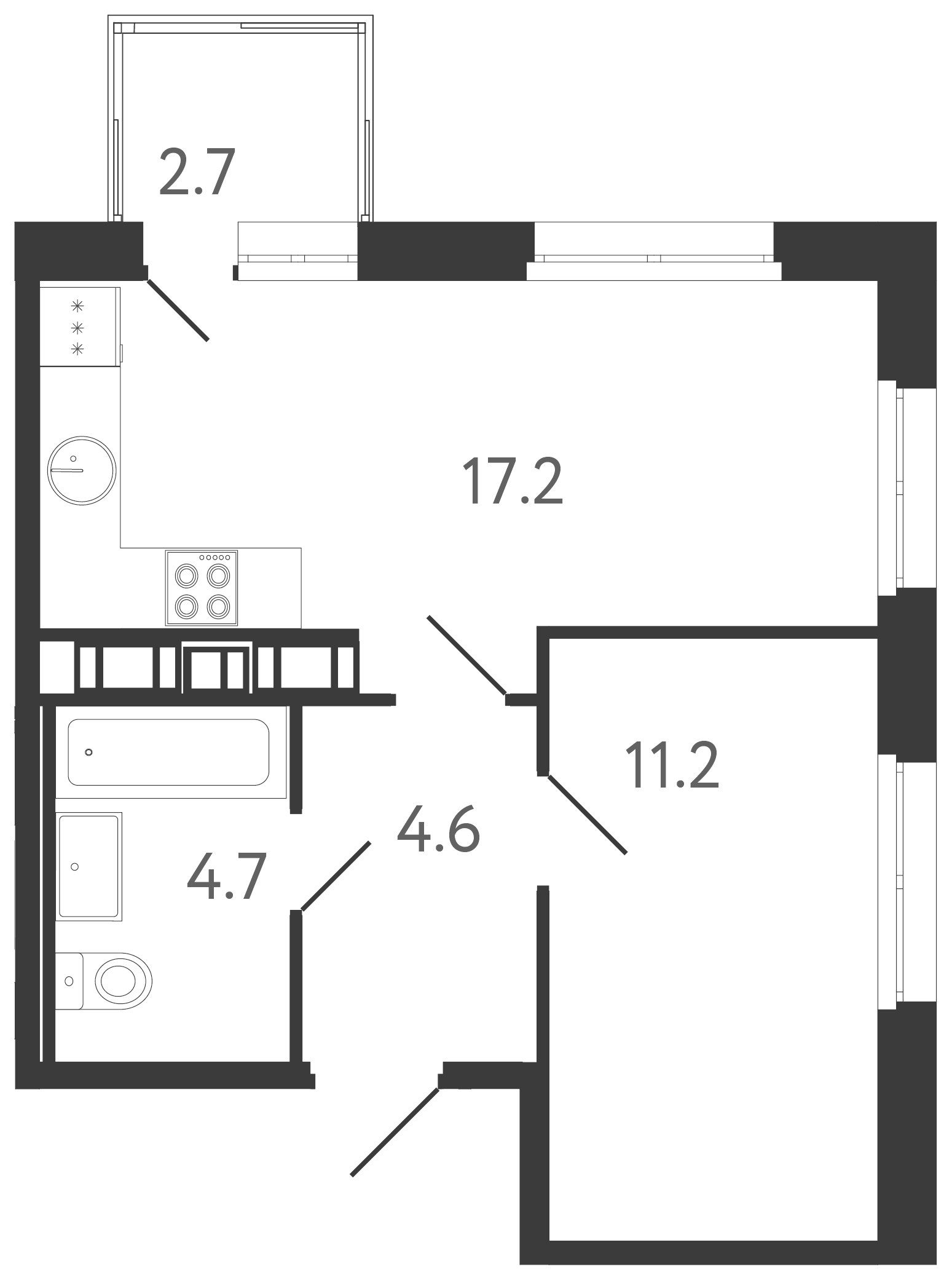 Купить 2-комнатную квартиру в новостройке 38.51 м², ул Тосина, в  Санкт-Петербурге, у метро Обводный канал