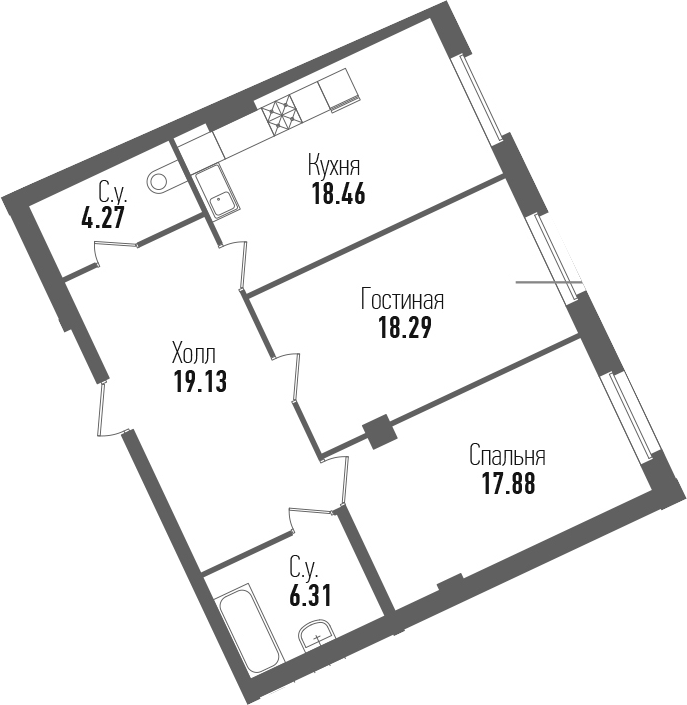 3Е-к.кв, 84.34 м²