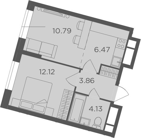 2Е-комнатная, 37.37 м²– 2