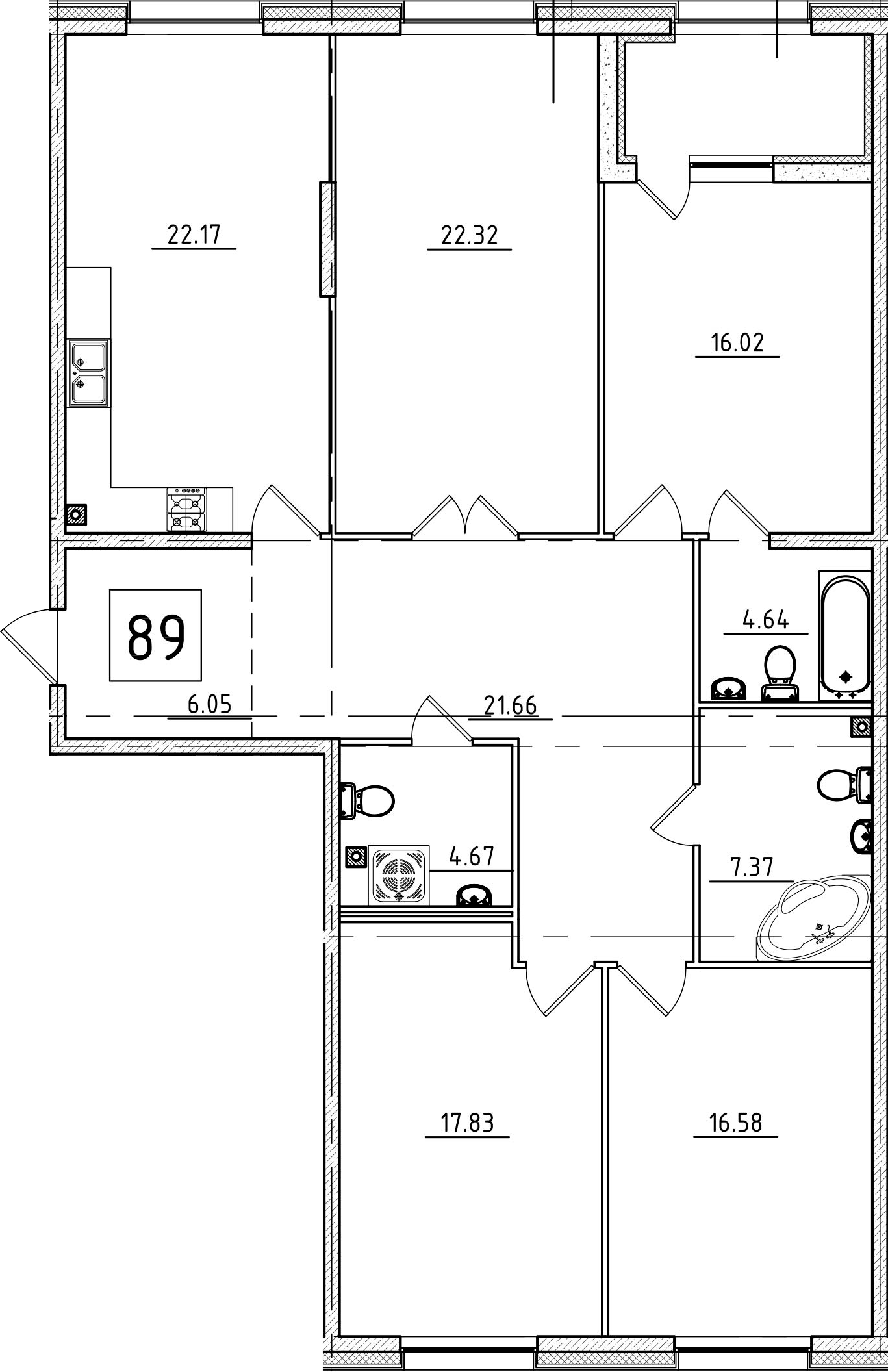 5Е-комнатная, 141.76 м²– 2