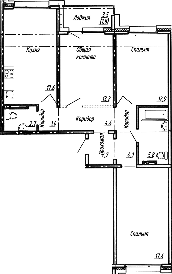 Купить 4-комнатную квартиру в новостройке 84.2 м², пос. Тельмана, ул,  Парковая, в Ленинградской области, у метро Рыбацкое