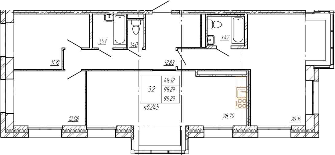 4Е-комнатная, 99.29 м²– 2