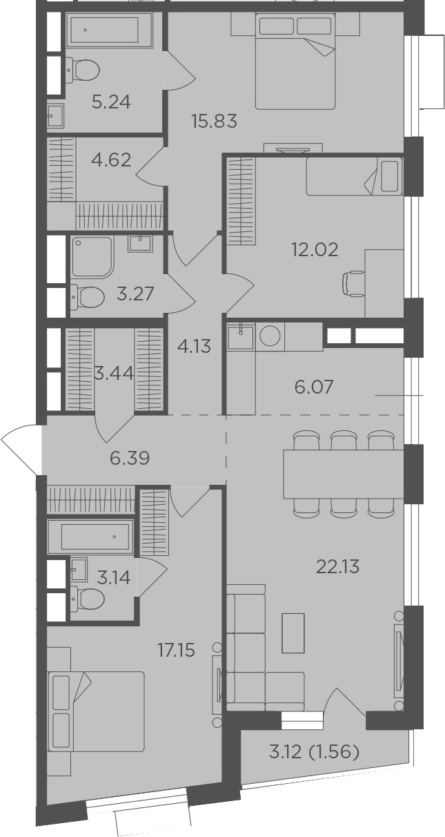 4Е-комнатная, 104.99 м²– 2