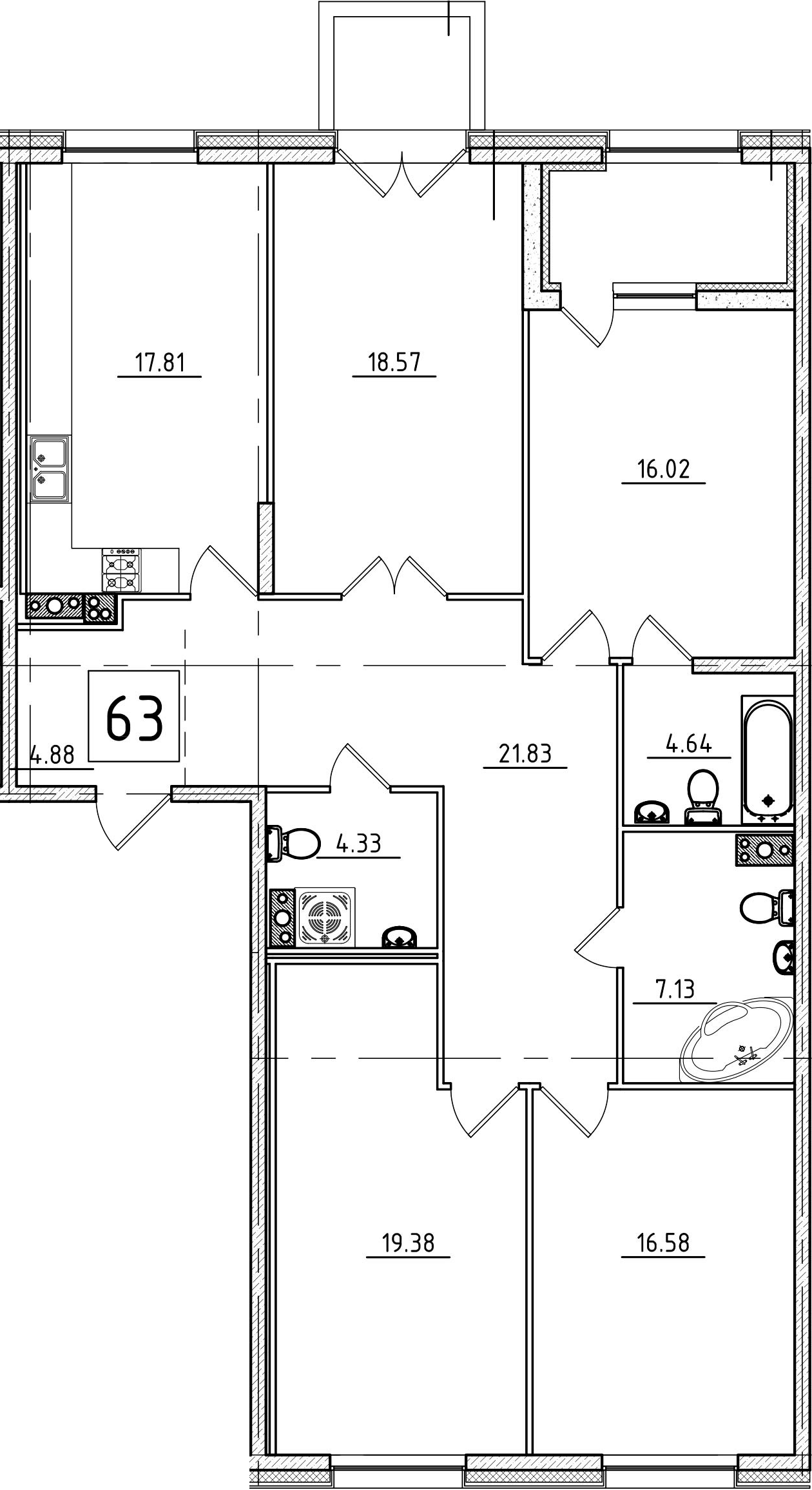 5Е-комнатная, 134.43 м²– 2