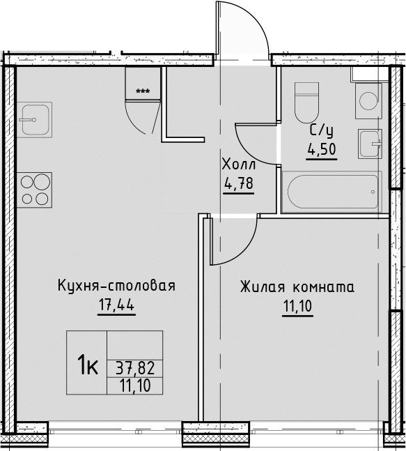 2Е-к.кв, 37.82 м²