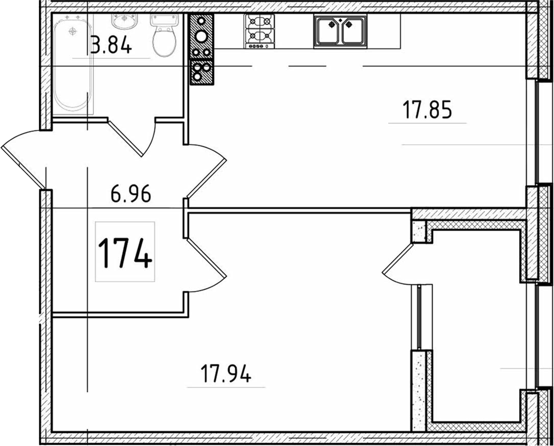 2Е-комнатная, 49.06 м²– 2