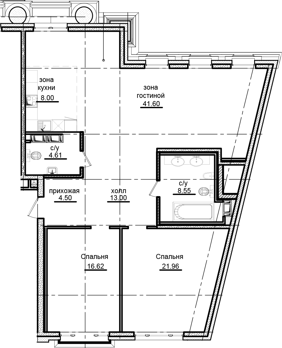 3Е-комнатная, 116.83 м²– 2