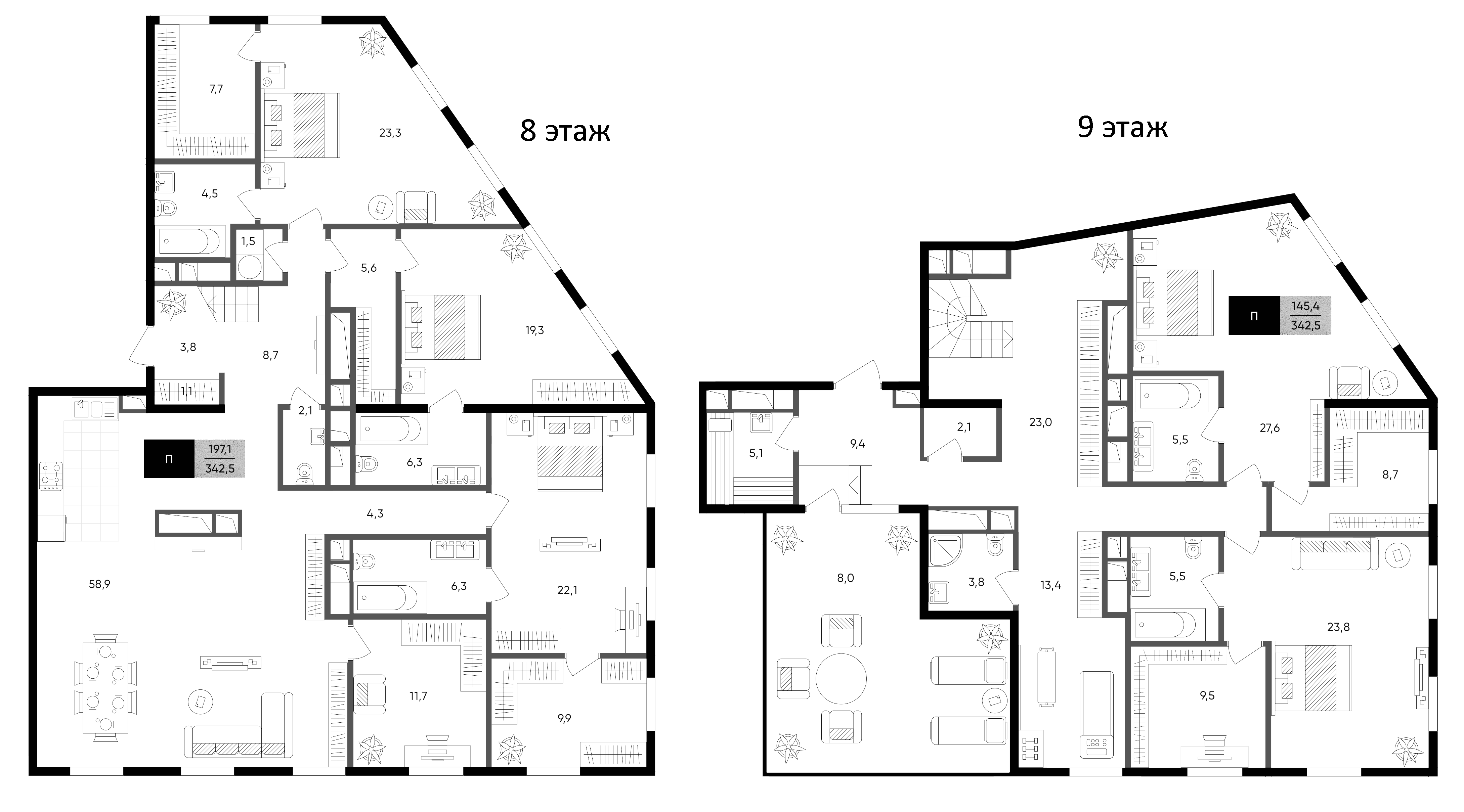 6-комнатная, 342.2 м²– 2